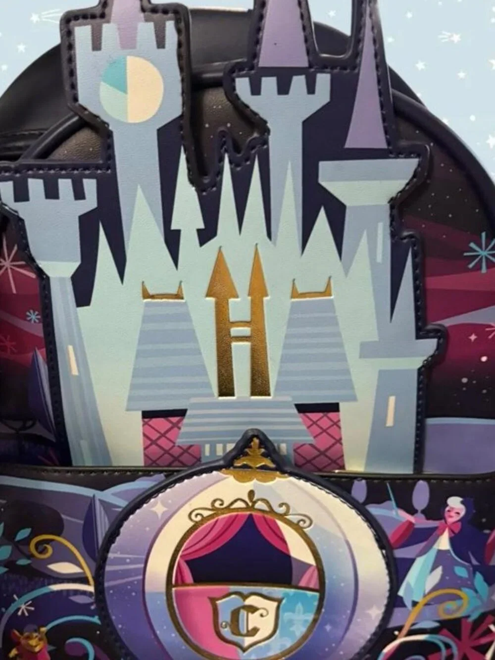 Disney Loungefly Cinderella Castle and Carriage Scene Mini Backpack